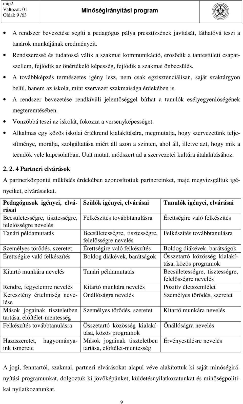 A továbbképzés természetes igény lesz, nem csak egzisztenciálisan, saját szaktárgyon belül, hanem az iskola, mint szervezet szakmaisága érdekében is.