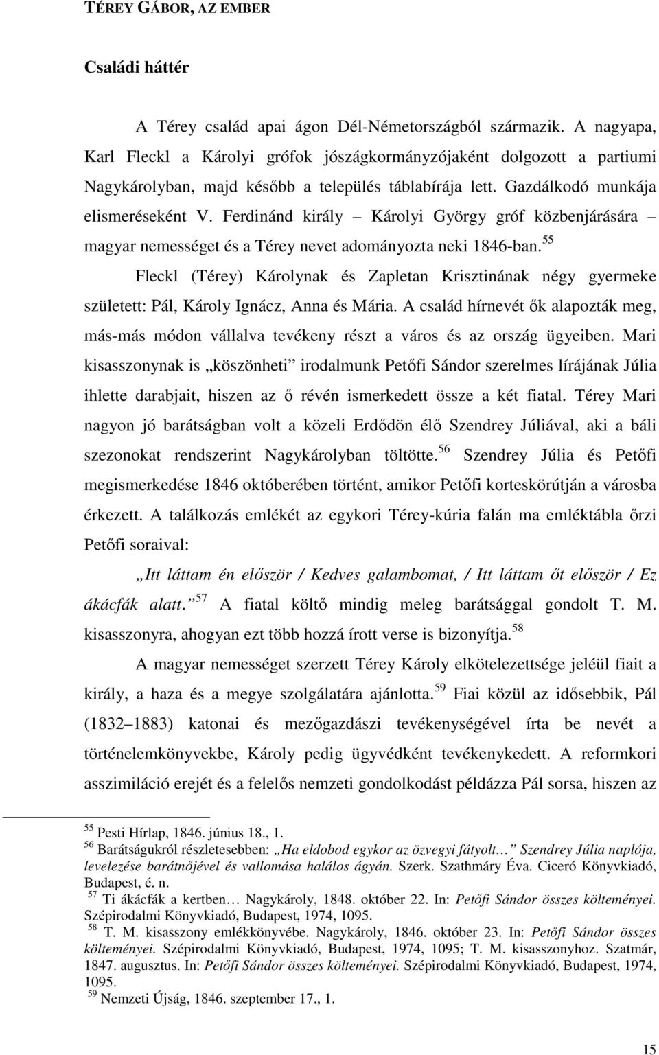 Ferdinánd király Károlyi György gróf közbenjárására magyar nemességet és a Térey nevet adományozta neki 1846-ban.