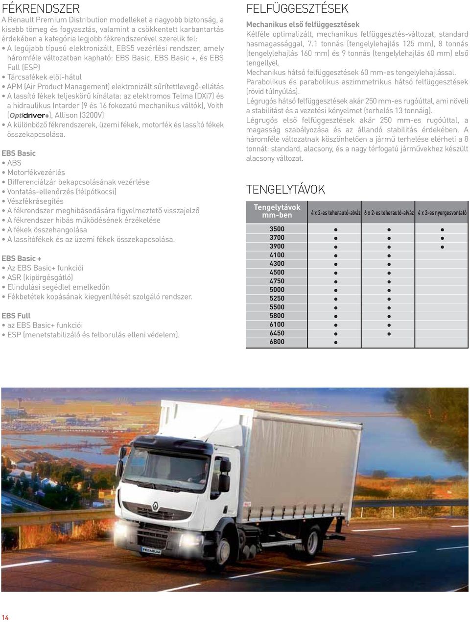 elektronizált sűrítettlevegő-ellátás A lassító fékek teljeskörű kínálata: az elektromos Telma (DXi7) és a hidraulikus Intarder (9 és 16 fokozatú mechanikus váltók), Voith (Optidriver+), Allison