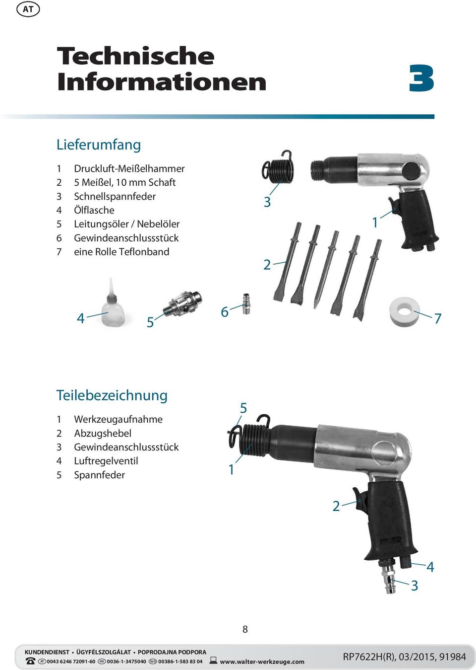 Gewindeanschlussstück 7 eine Rolle Teflonband 3 2 1 4 5 6 7 Teilebezeichnung 1