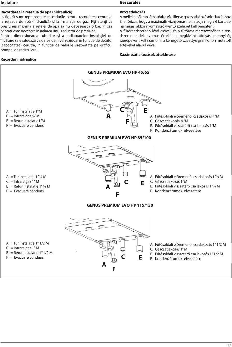 Pentru dimensionarea tuburilor şi a radiatoarelor instalaţiei de încălzire se evaluează valoarea de nivel rezidual in funcţie de debitul (capacitatea) cerut/ă, în funcţie de valorile prezentate pe