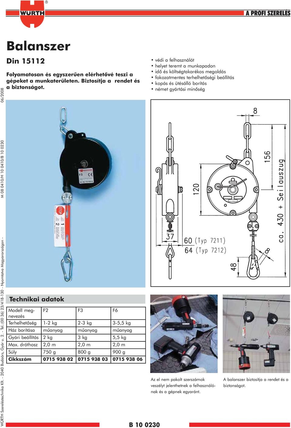 Biztosítja a rendet és a biztonságot. Technikai adatok Modell megnevezés F2 F3 F6 Terhelhetõség 1-2 kg 2-3 kg 3-5,5 kg Ház borítása mûanyag mûanyag mûanyag Gyári beállítás 2 kg 3 kg 5,5 kg Max.