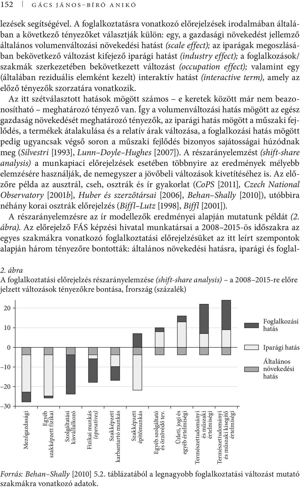 effect); az iparágak megoszlásában bekövetkező változást kifejező iparági hatást (industry effect); a foglalkozások/ szakmák szerkezetében bekövetkezett változást (occupation effect); valamint egy