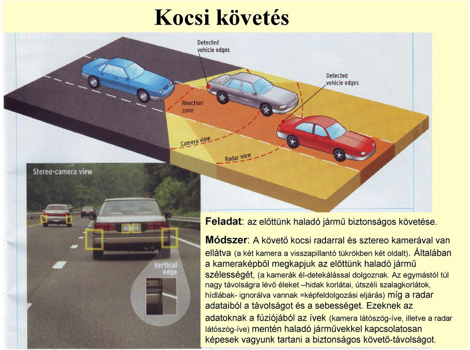 Általában a kameaképből megkapjuk az előttünk haladó jámű szélességét, (a kameák él-detekálással dolgoznak.