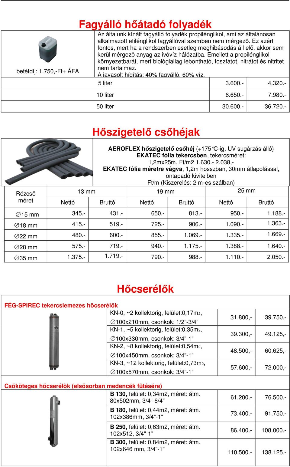 Emellett a propilénglikol környezetbarát, mert biológiailag lebontható, foszfátot, nitrátot és nitritet nem tartalmaz. A javasolt hígítás: 40% fagyálló, 60% víz. 5 liter 3.600.- 4.320.- 10 liter 6.