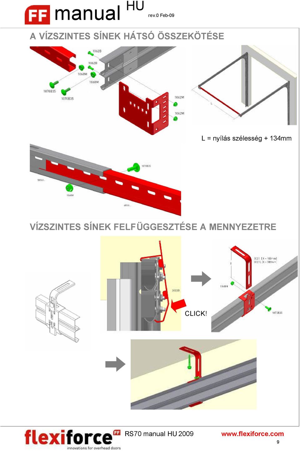 szélesség + 134mm VÍZSZINTES