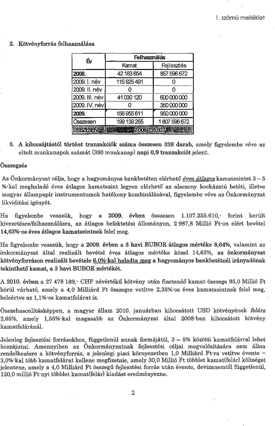 A kibocsájtástól történt tranzakciók száma összesen 338 darab amely figyelembe véve az eltelt munkanapok számát (380 munkanap) napi 09 tranzakciót jelent.