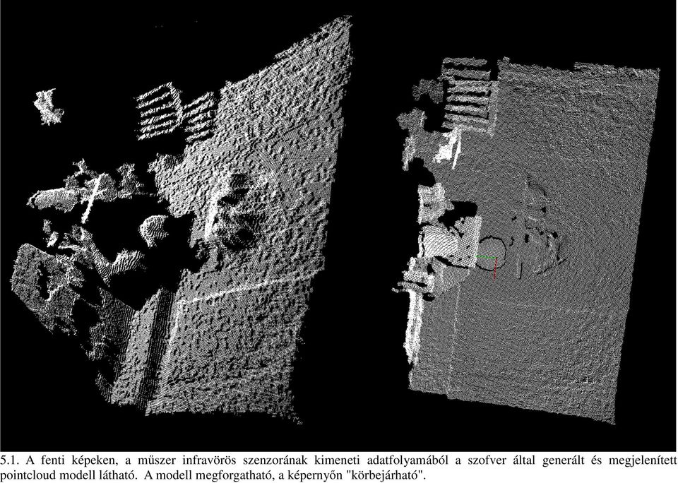 által generált és megjelenített pointcloud modell