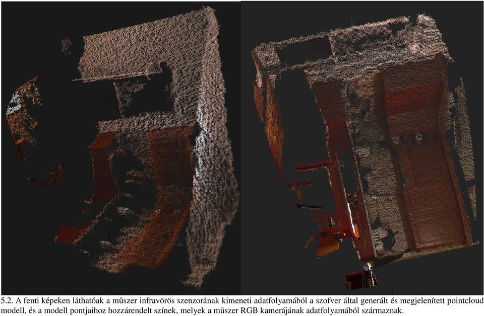 megjelenített pointcloud modell, és a modell pontjaihoz