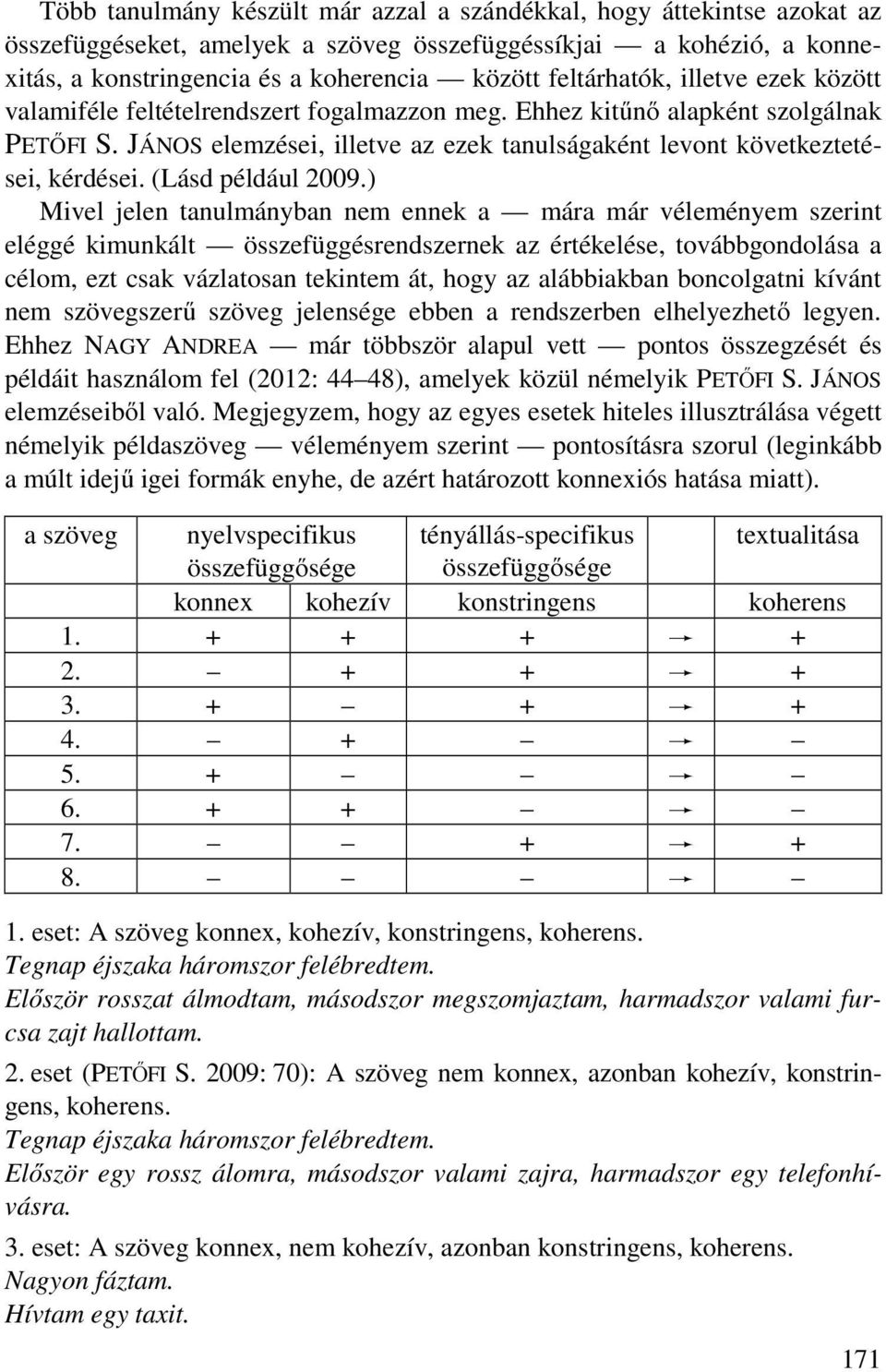 JÁNOS elemzései, illetve az ezek tanulságaként levont következtetései, kérdései. (Lásd például 2009.