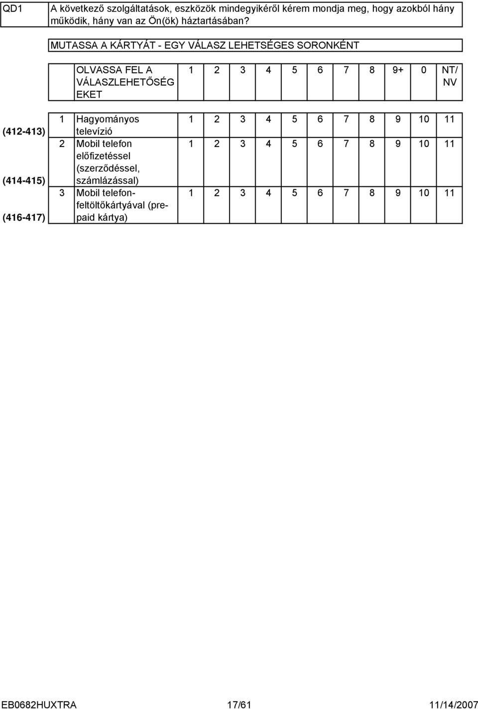 MUTASSA A KÁRTYÁT - EGY VÁLASZ LEHETSÉGES SORONKÉNT OLVASSA FEL A VÁLASZLEHETŐSÉG EKET 5 6 7 8 9+ 0 NT/ NV (-)