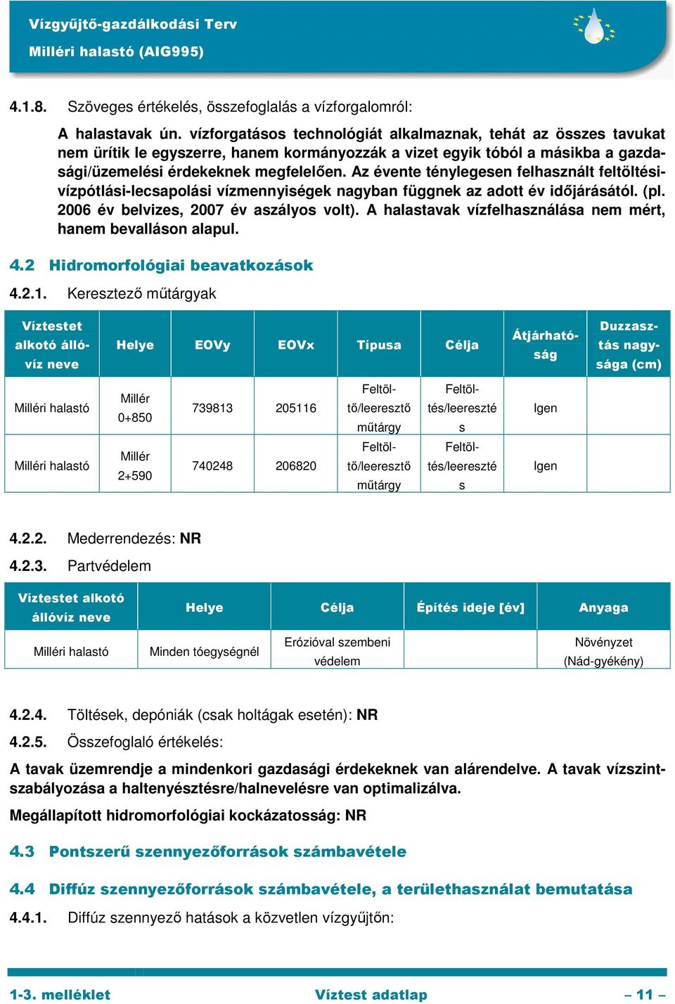 Az évente ténylegesen felhasznált feltöltésivízpótlási-lecsapolási vízmennyiségek nagyban függnek az adott év időjárásától. (pl. 2006 év belvizes, 2007 év aszályos volt).