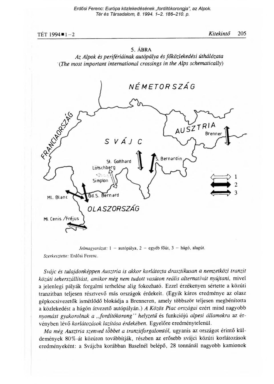 Gotthard Lötschberg S. Bernardin Simplon MI. Blanc Ml Cenis /Fréjus Gd. S. Bern ard OLASZORSZÁG Szerkesztette: Erdő si Ferenc.