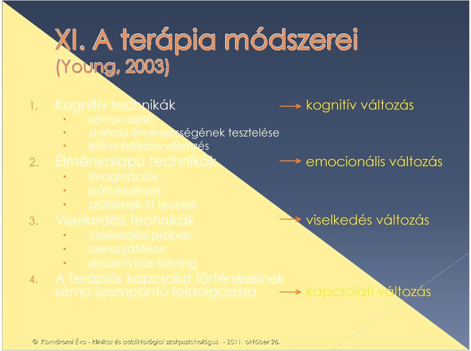 Élményalapú technikák emocionális változás imaginációk párbeszédek szülıknek írt levelek 3.