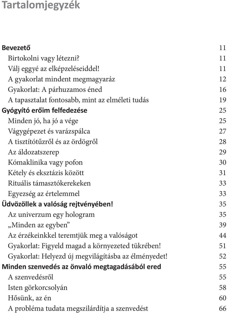 varázspálca 27 A tisztítótűzről és az ördögről 28 Az áldozatszerep 29 Kómaklinika vagy pofon 30 Kétely és eksztázis között 31 Rituális támasztókerekeken 33 Egyezség az értelemmel 33 Üdvözöllek a