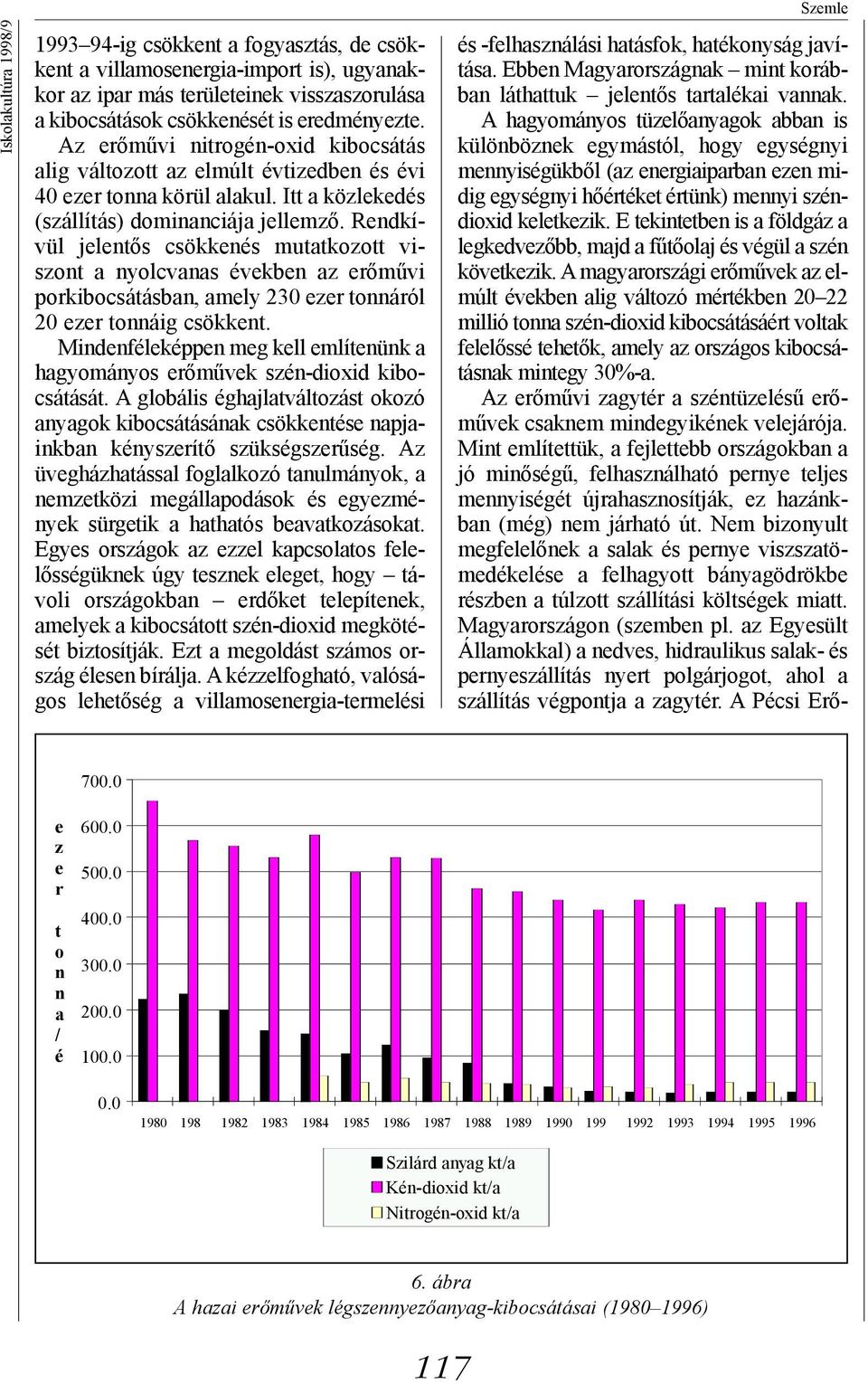 Rendkívül jelentős csökkenés mutatkozott viszont a nyolcvanas években az erőművi porkibocsátásban, amely 230 ezer tonnáról 20 ezer tonnáig csökkent.