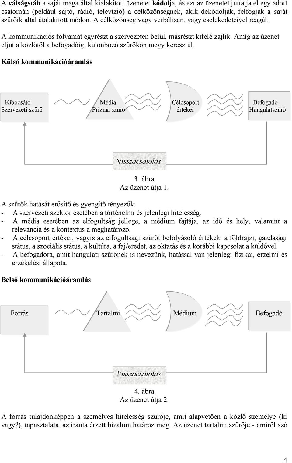 Amíg az üzenet eljut a közlőtől a befogadóig, különböző szűrőkön megy keresztül.