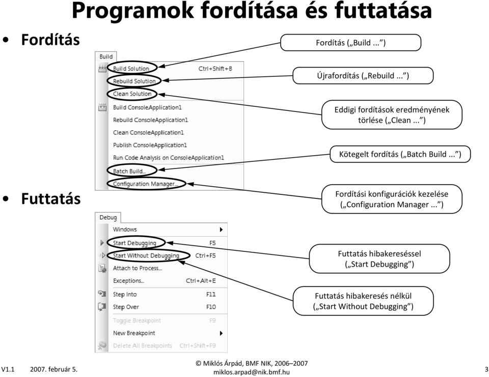 .. ) Futtatás Fordítási konfigurációk kezelése ( Configuration Manager.