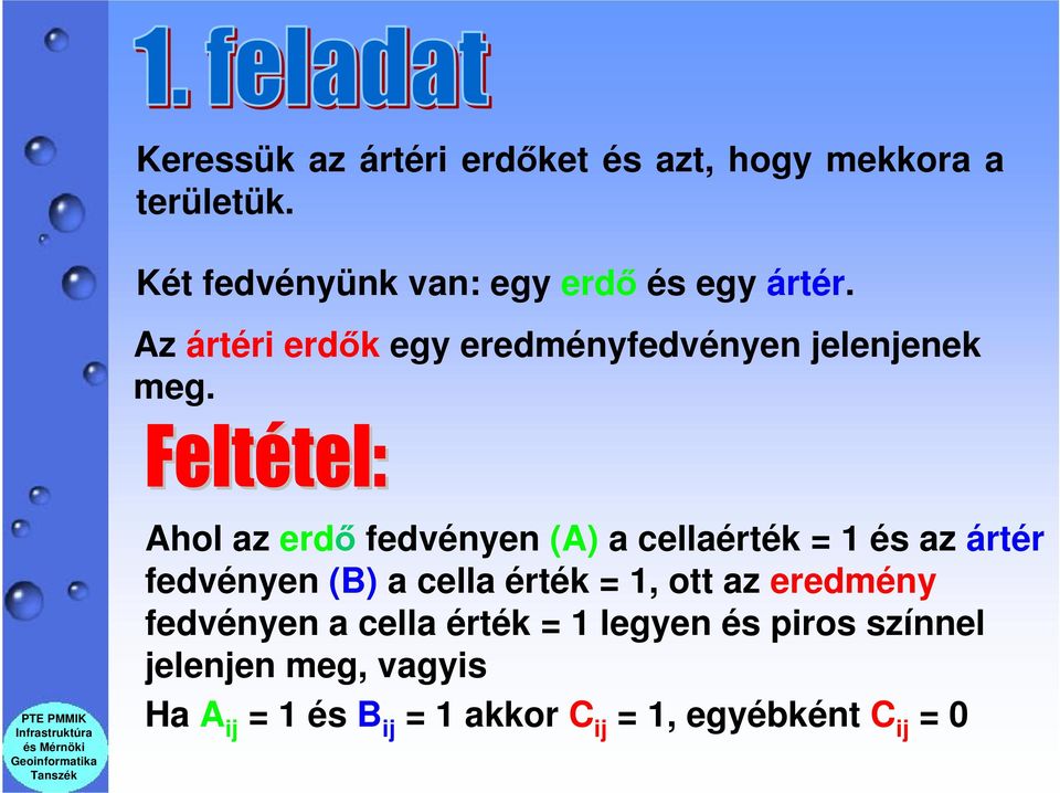 Ahol az erdő fedvényen (A) a cellaérték = 1 és az ártér fedvényen (B) a cella érték = 1, ott az