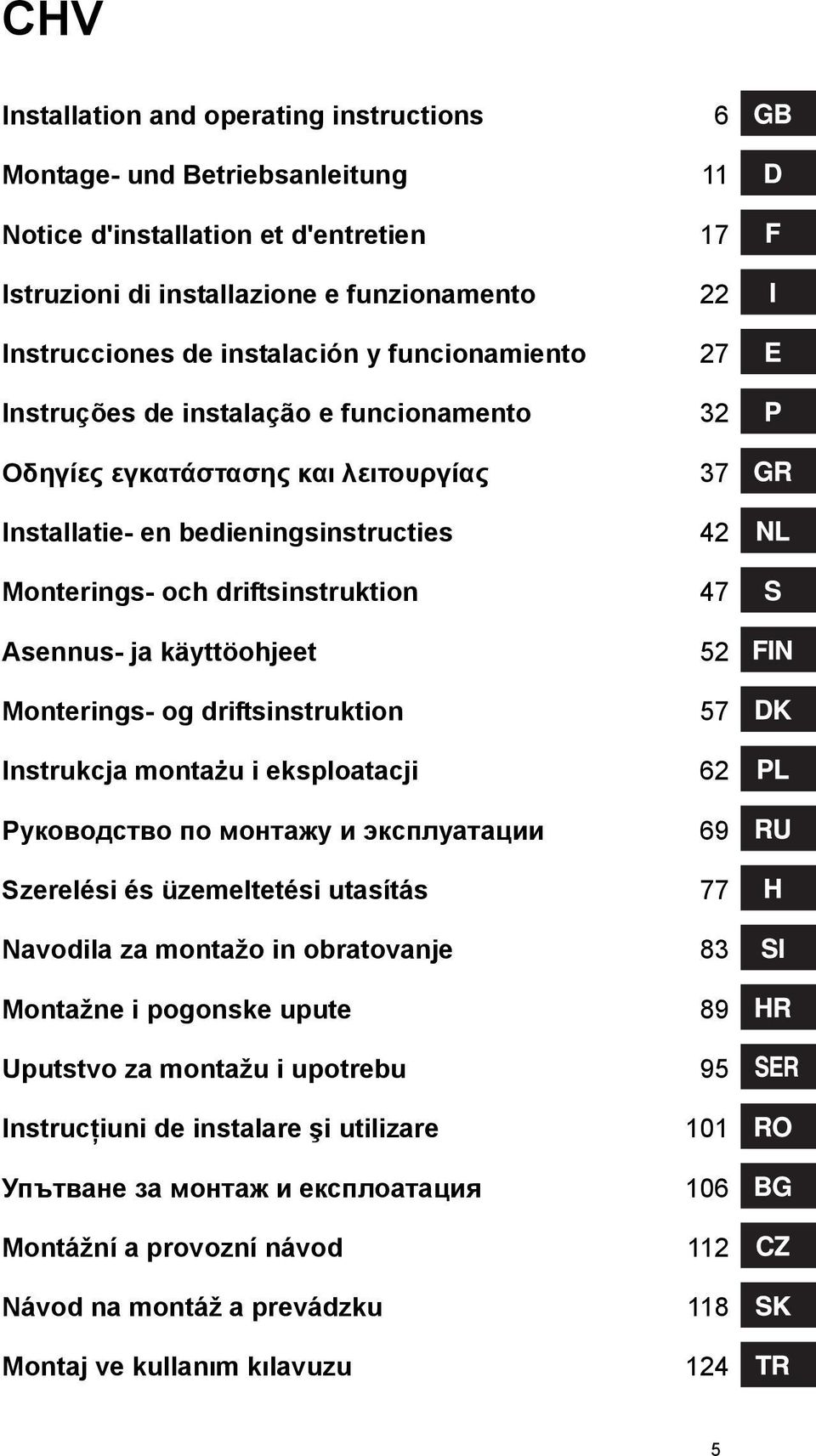 52 Monterings- og driftsinstruktion 57 Instrukcja montażu i eksploatacji 62 Руководство по монтажу и эксплуатации 69 Szerelési és üzemeltetési utasítás 77 Navodila za montažo in obratovanje 83