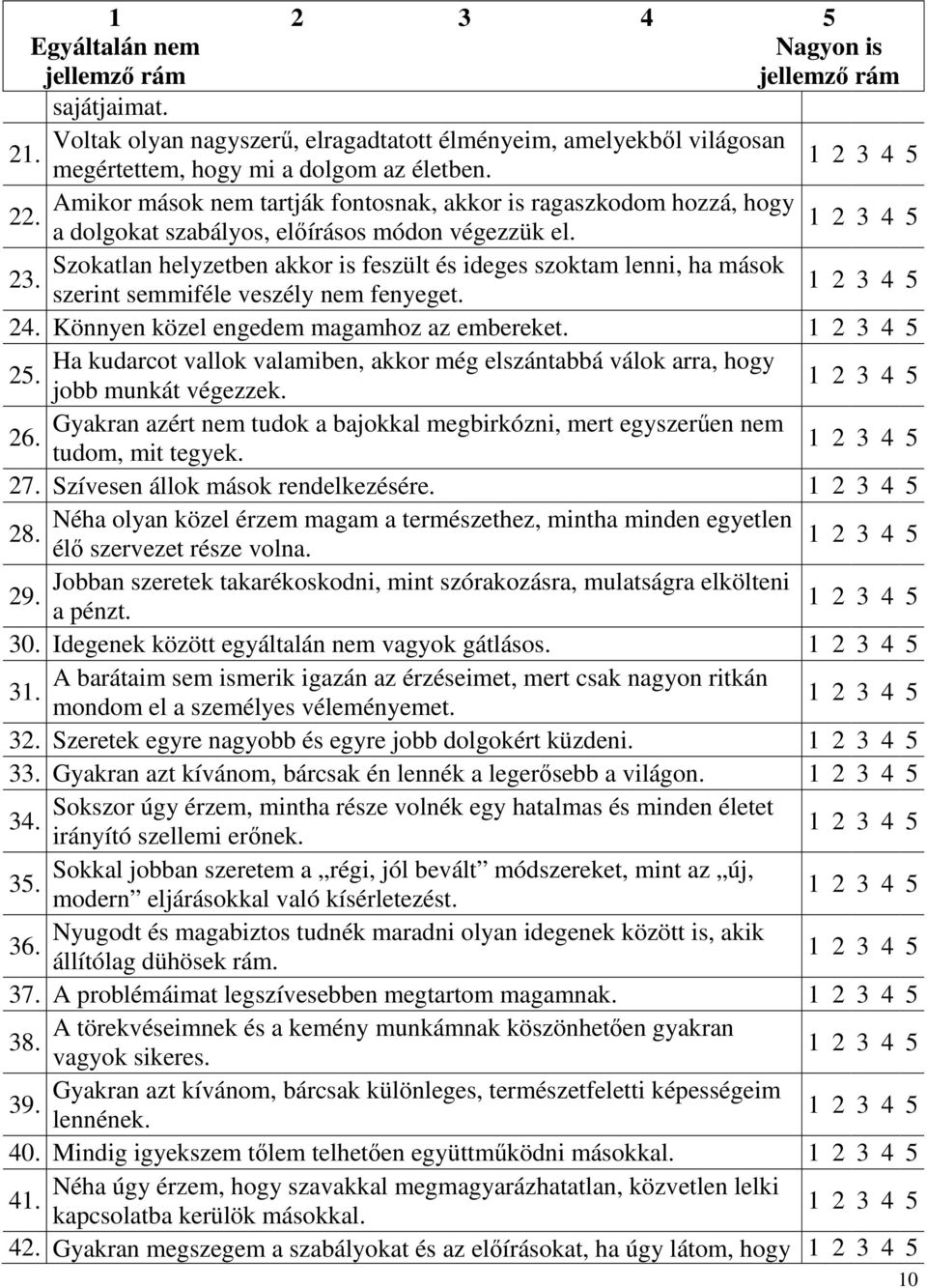 szerint semmiféle veszély nem fenyeget. 24. Könnyen közel engedem magamhoz az embereket. Ha kudarcot vallok valamiben, akkor még elszántabbá válok arra, hogy 25. jobb munkát végezzek.