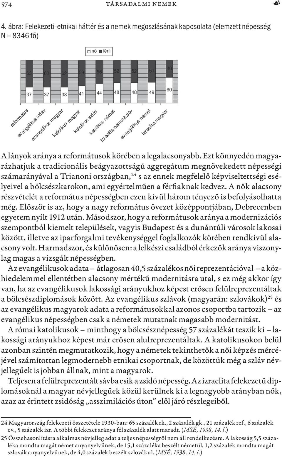 bölcsészkarokon, ami egyértelműen a férfiaknak kedvez. A nők alacsony részvételét a református népességben ezen kívül három tényező is befolyásolhatta még.