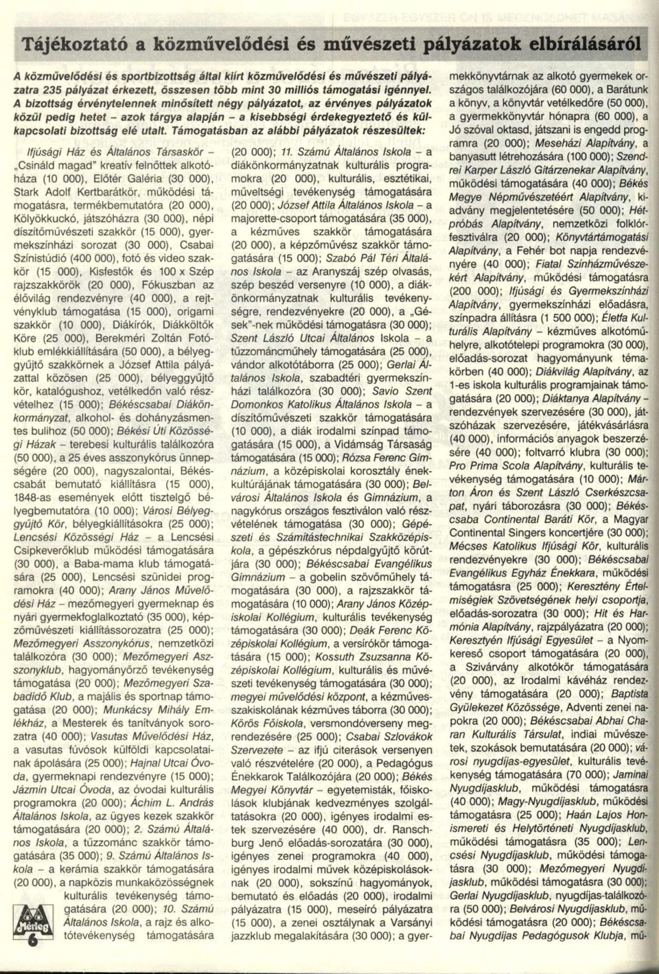 A bizottság érvénytelennek minősített négy pályázatot, az érvényes pályázatok közül pedig hetet - azok tárgya alapján - a kisebbségi érdekegyeztető és külkapcsolati bizottság elé utalt.