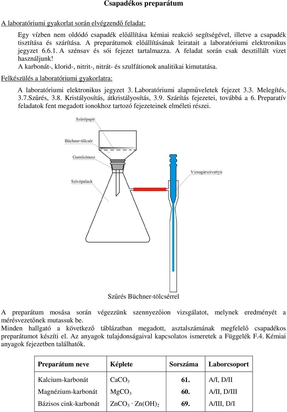 A karbonát-, klorid-, nitrit-, nitrát- és szulfátionok analitikai kimutatása. Felkészülés a laboratóriumi gyakorlatra: A laboratóriumi elektronikus jegyzet 3. Laboratóriumi alapműveletek fejezet 3.3. Melegítés, 3.