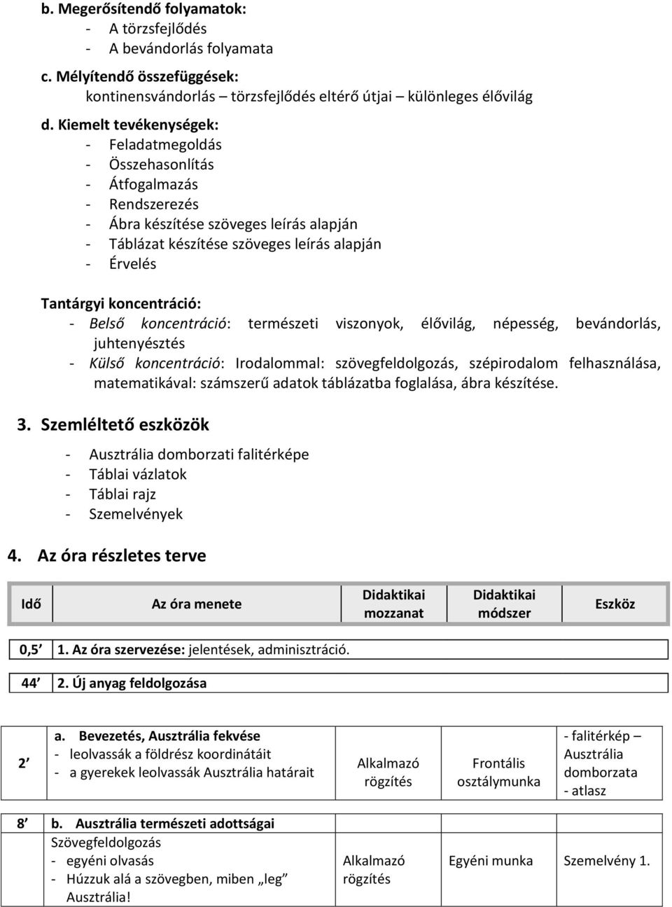 koncentráció: - Belső koncentráció: természeti viszonyok, élővilág, népesség, bevándorlás, juhtenyésztés - Külső koncentráció: Irodalommal: szövegfeldolgozás, szépirodalom felhasználása,