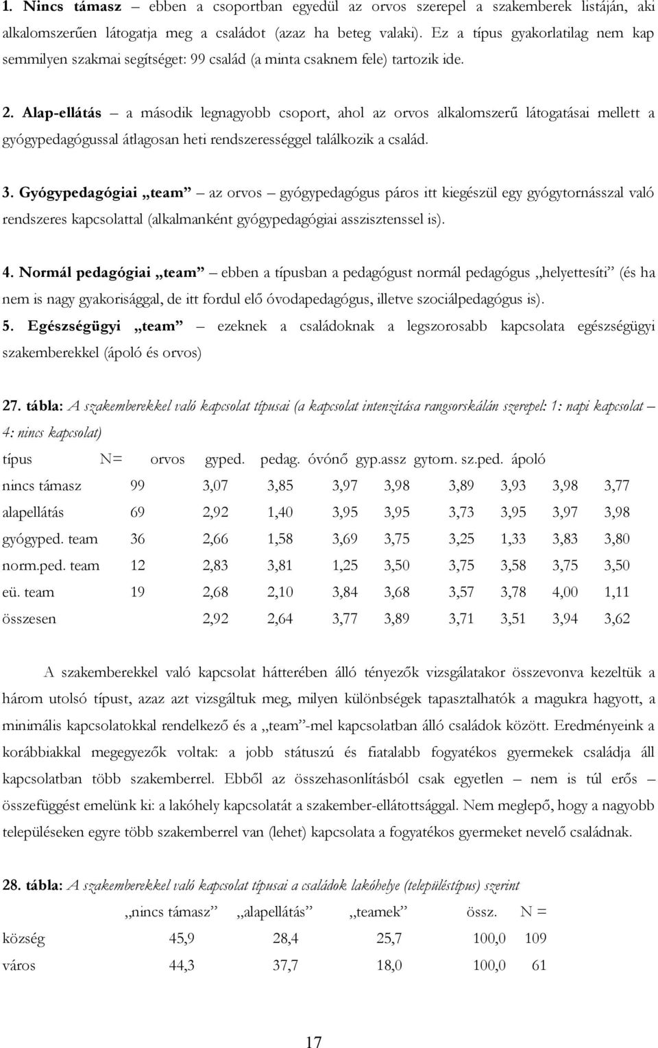 Alap-ellátás a második legnagyobb csoport, ahol az orvos alkalomszerű látogatásai mellett a gyógypedagógussal átlagosan heti rendszerességgel találkozik a család. 3.