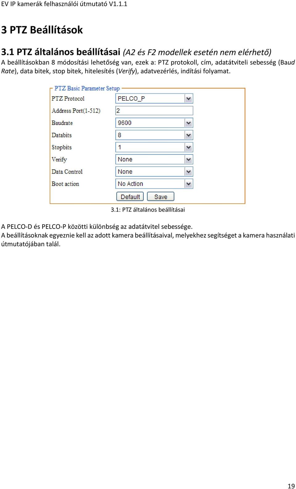 protokoll, cím, adatátviteli sebesség (Baud Rate), data bitek, stop bitek, hitelesítés (Verify), adatvezérlés, indítási