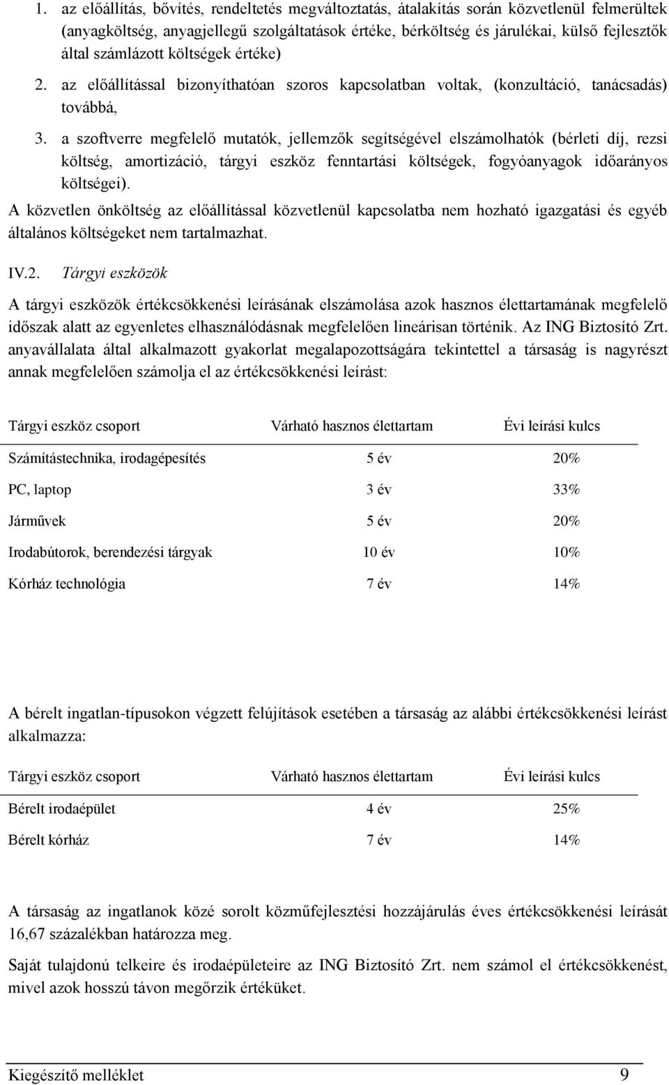 a szoftverre megfelelő mutatók, jellemzők segítségével elszámolhatók (bérleti díj, rezsi költség, amortizáció, tárgyi eszköz fenntartási költségek, fogyóanyagok időarányos költségei).