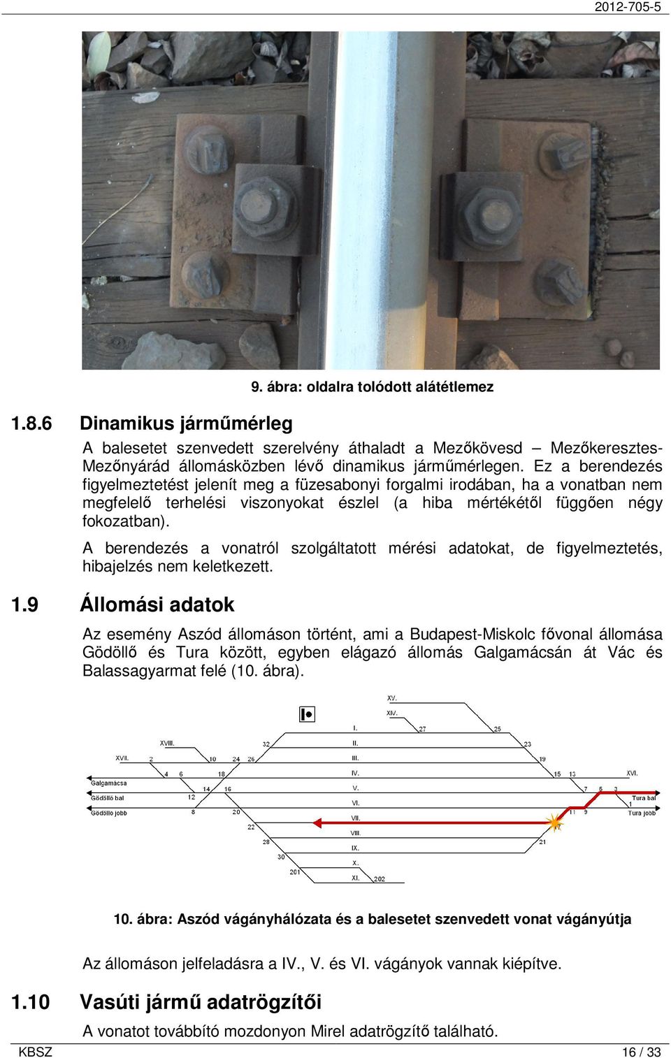 A berendezés a vonatról szolgáltatott mérési adatokat, de figyelmeztetés, hibajelzés nem keletkezett. 1.