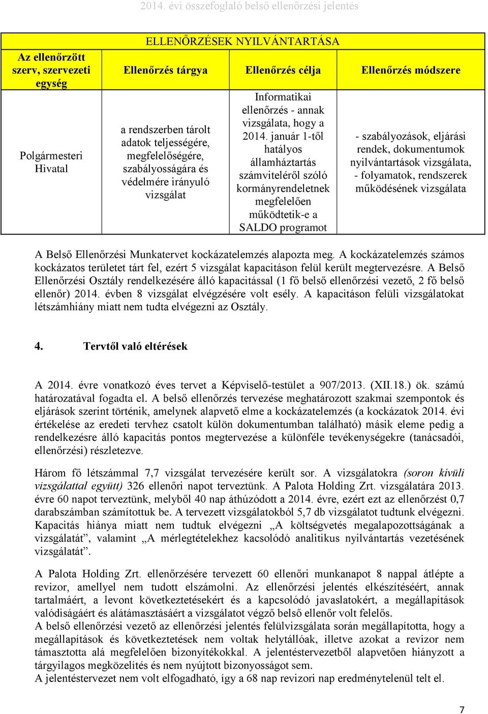 január 1-től hatályos államháztartás számviteléről szóló kormányrendeletnek megfelelően működtetik-e a SALDO programot - szabályozások, eljárási rendek, dokumentumok nyilvántartások, - folyamatok,