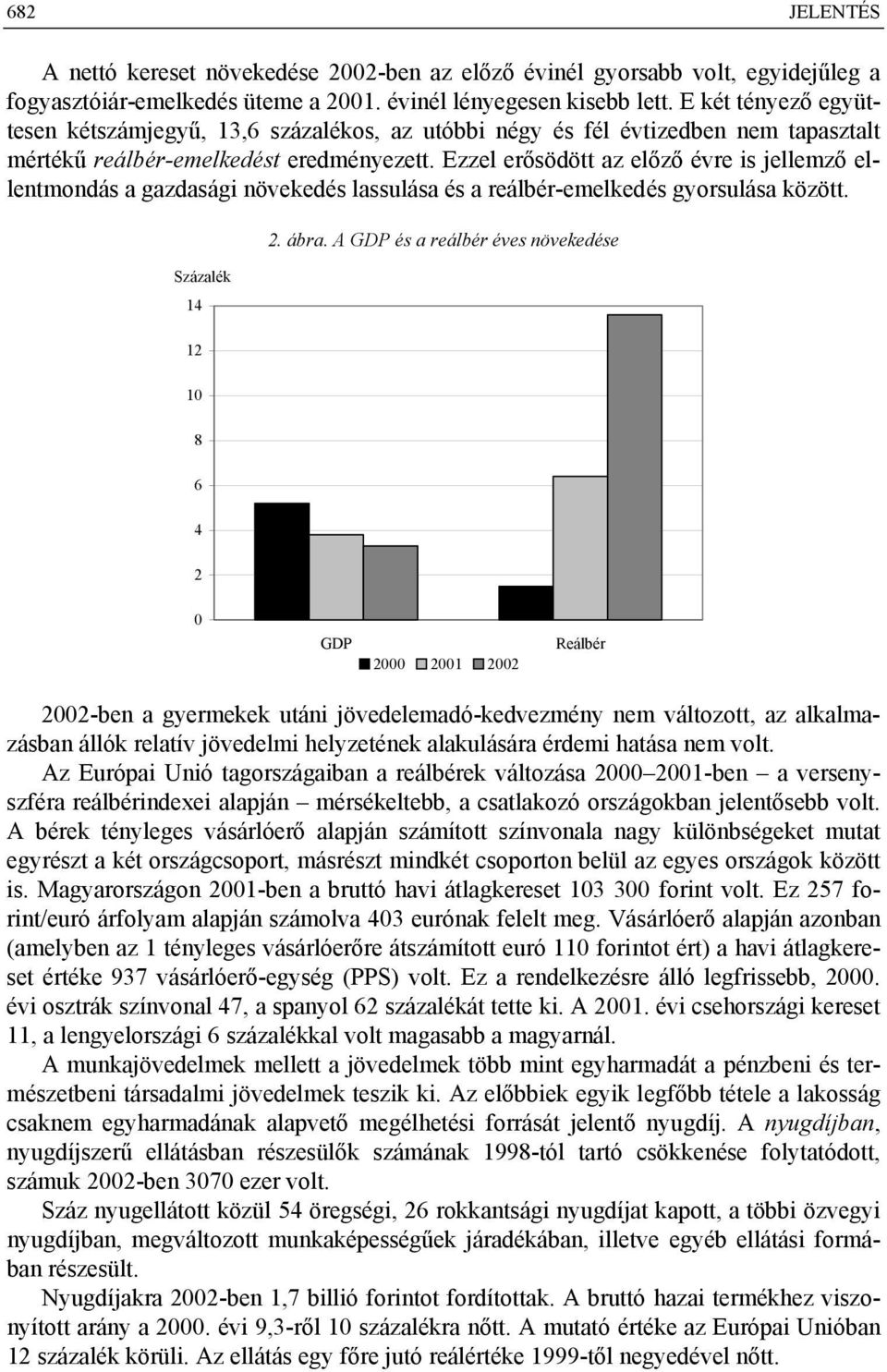 Ezzel erősödött az előző évre is jellemző ellentmondás a gazdasági növekedés lassulása és a reálbér-emelkedés gyorsulása között. Százalék 14 12 2. ábra.