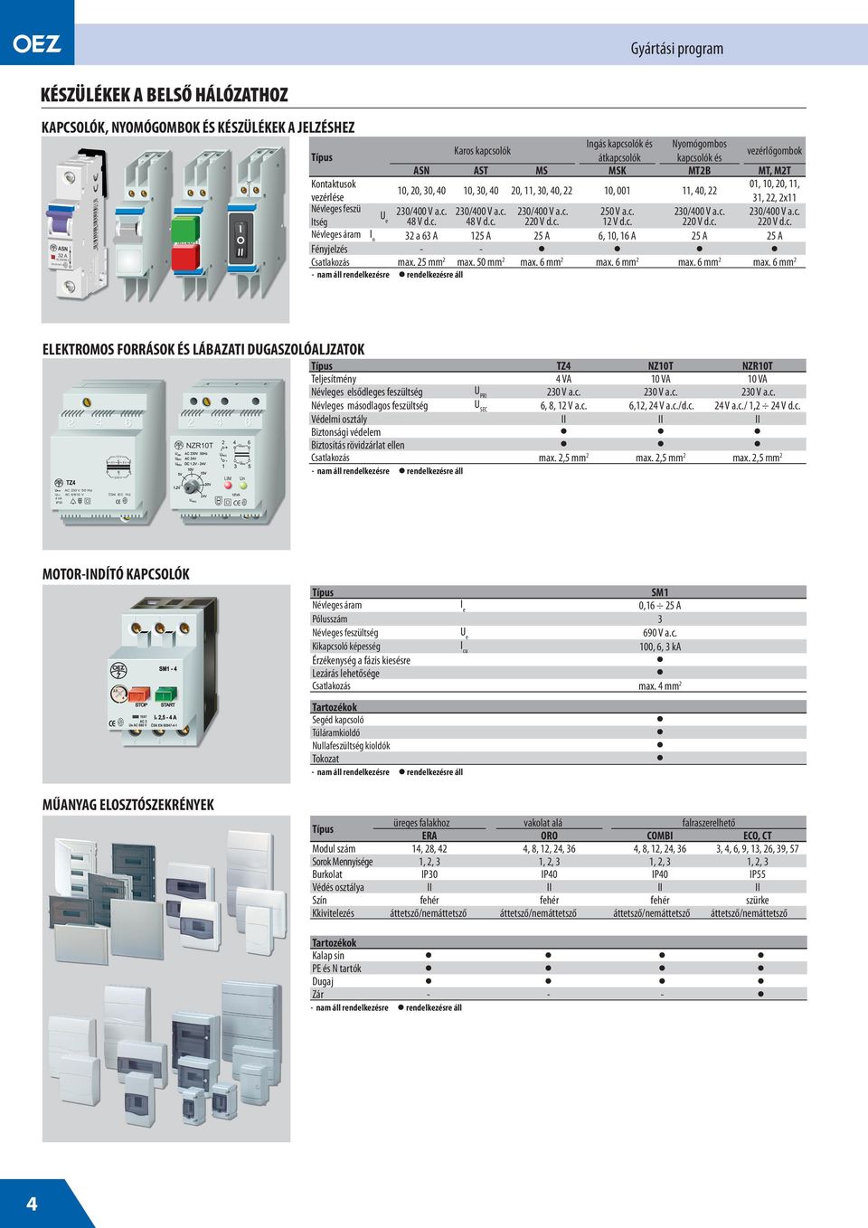 48 V d.c. 230/400 V a.c. 48 V d.c. 230/400 V a.c. 220 V d.c. 250 V a.c. 12 V d.c. 230/400 V a.c. 220 V d.c. 230/400 V a.c. 220 V d.c. Névleges áram I n 32 a 63 A 125 A 25 A 6, 10, 16 A 25 A 25 A Fényjelés - - Csatlakoás max.