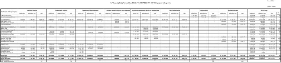 megvalósításához igénybevett szolgáltatások Egyéb szolgáltatások Eszközbeszerzés Általános költségek ÖSSZESEN : Tevékenység - költségkategória telj.