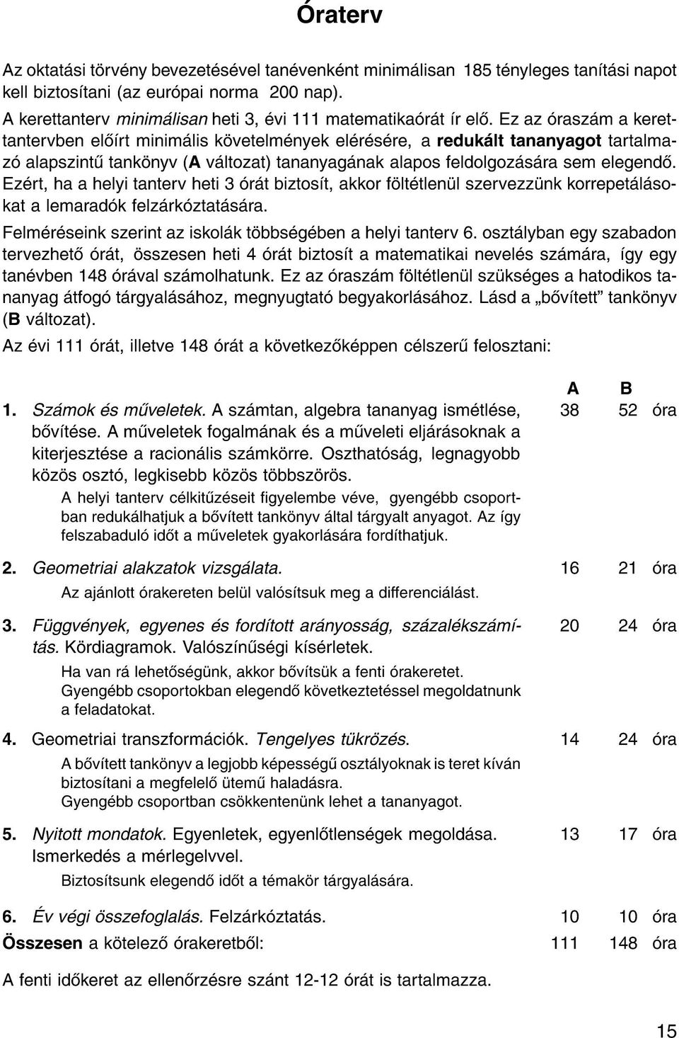 Ez rt, ha a helyi tanterv heti 3 r t biztos t, akkor f lt tlen l szervezz nk korrepet l sokat a lemarad k felz rk ztat s ra. Felm r seink szerint az iskol k t bbs g ben a helyi tanterv 6.