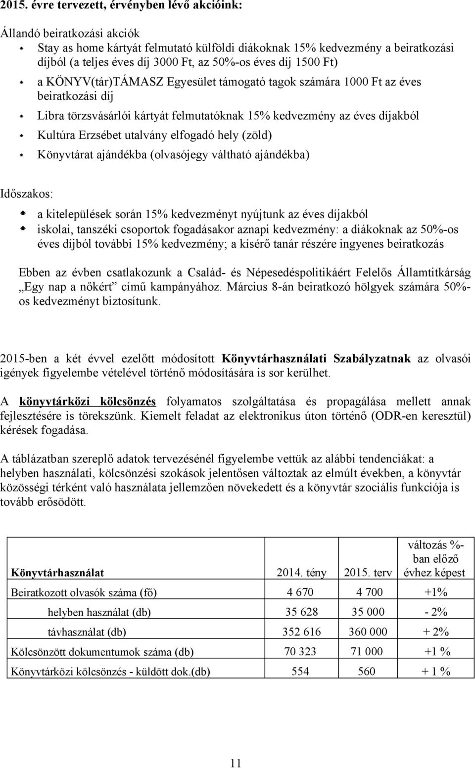 utalvány elfogadó hely (zöld) Könyvtárat ajándékba (olvasójegy váltható ajándékba) Időszakos: a kitelepülések során 15% kedvezményt nyújtunk az éves díjakból iskolai, tanszéki csoportok fogadásakor