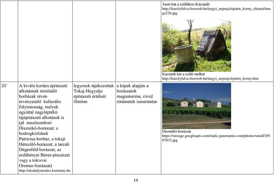 htm 20 A kiváló kortárs építészeti alkotásnak minősülő borházak révén érvényesülő kulturális folytonosság, melyek egyúttal nagyléptékű tájépítészeti alkotások is (pl.