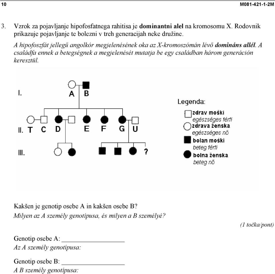 A hipofoszfát jellegű angolkór megjelenésének oka az X-kromoszómán lévő domináns allél.