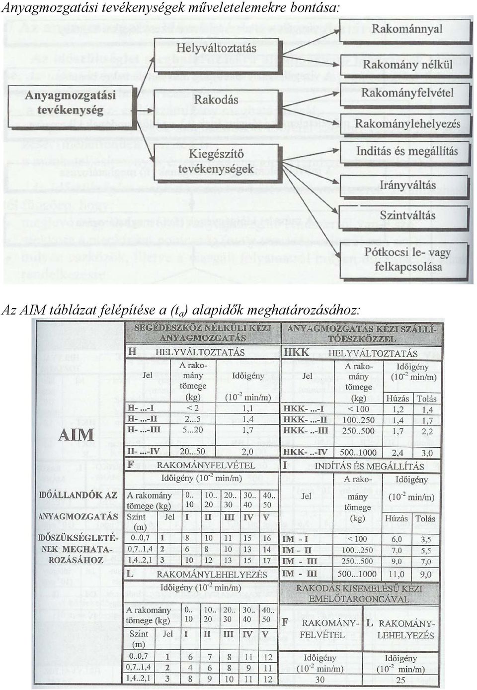 AIM táblázat felépítése a (t