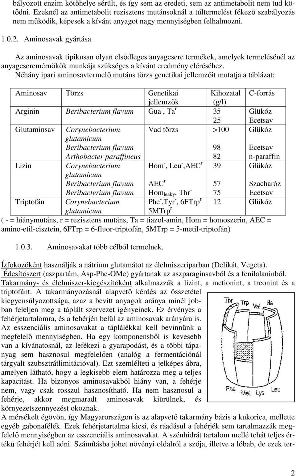 Aminosavak gyártása Az aminosavak tipikusan olyan elsődleges anyagcsere termékek, amelyek termelésénél az anyagcseremérnökök munkája szükséges a kívánt eredmény eléréséhez.