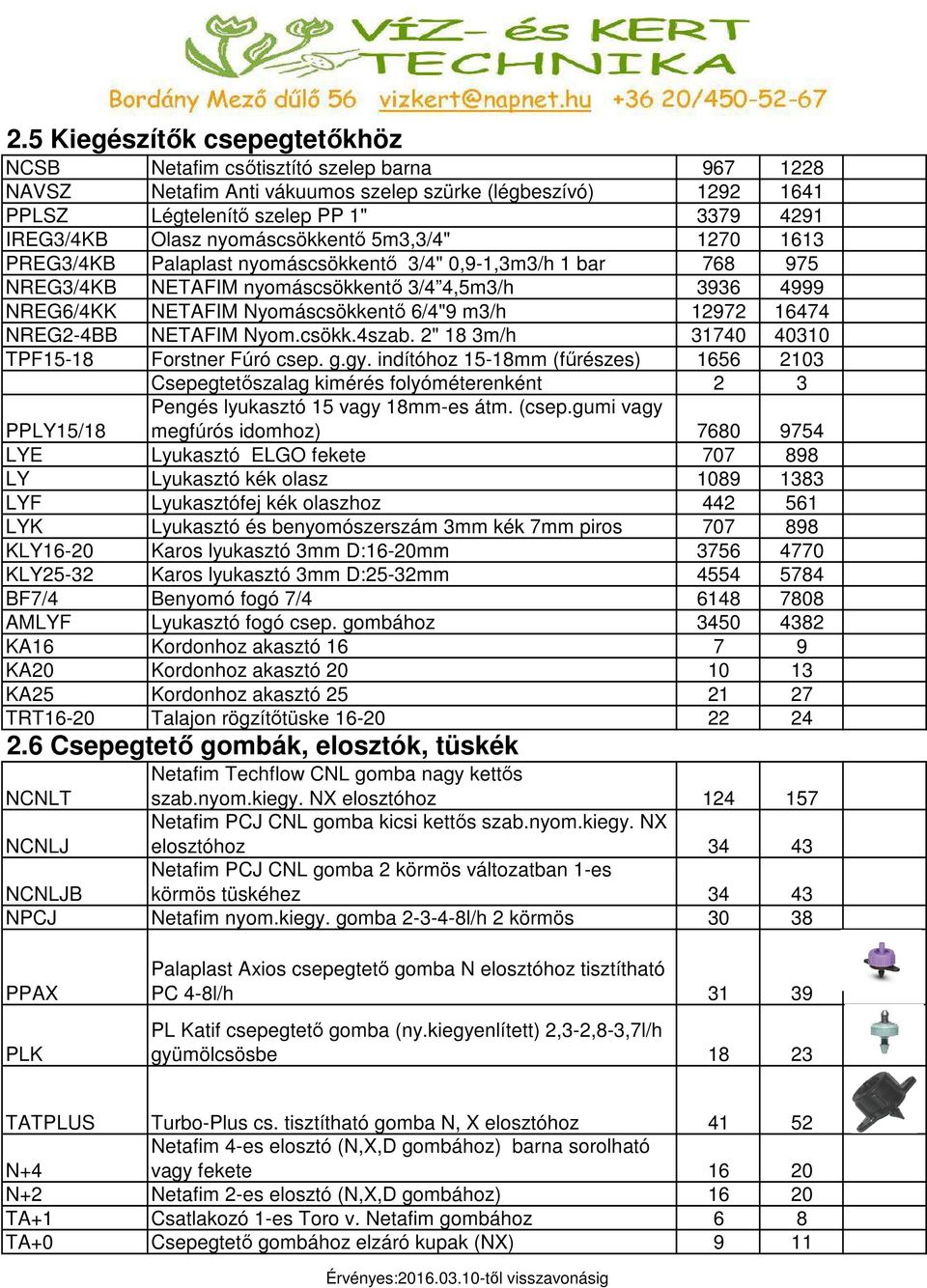 m3/h 12972 16474 NREG2-4BB NETAFIM Nyom.csökk.4szab. 2" 18 3m/h 31740 40310 TPF15-18 Forstner Fúró csep. g.gy.