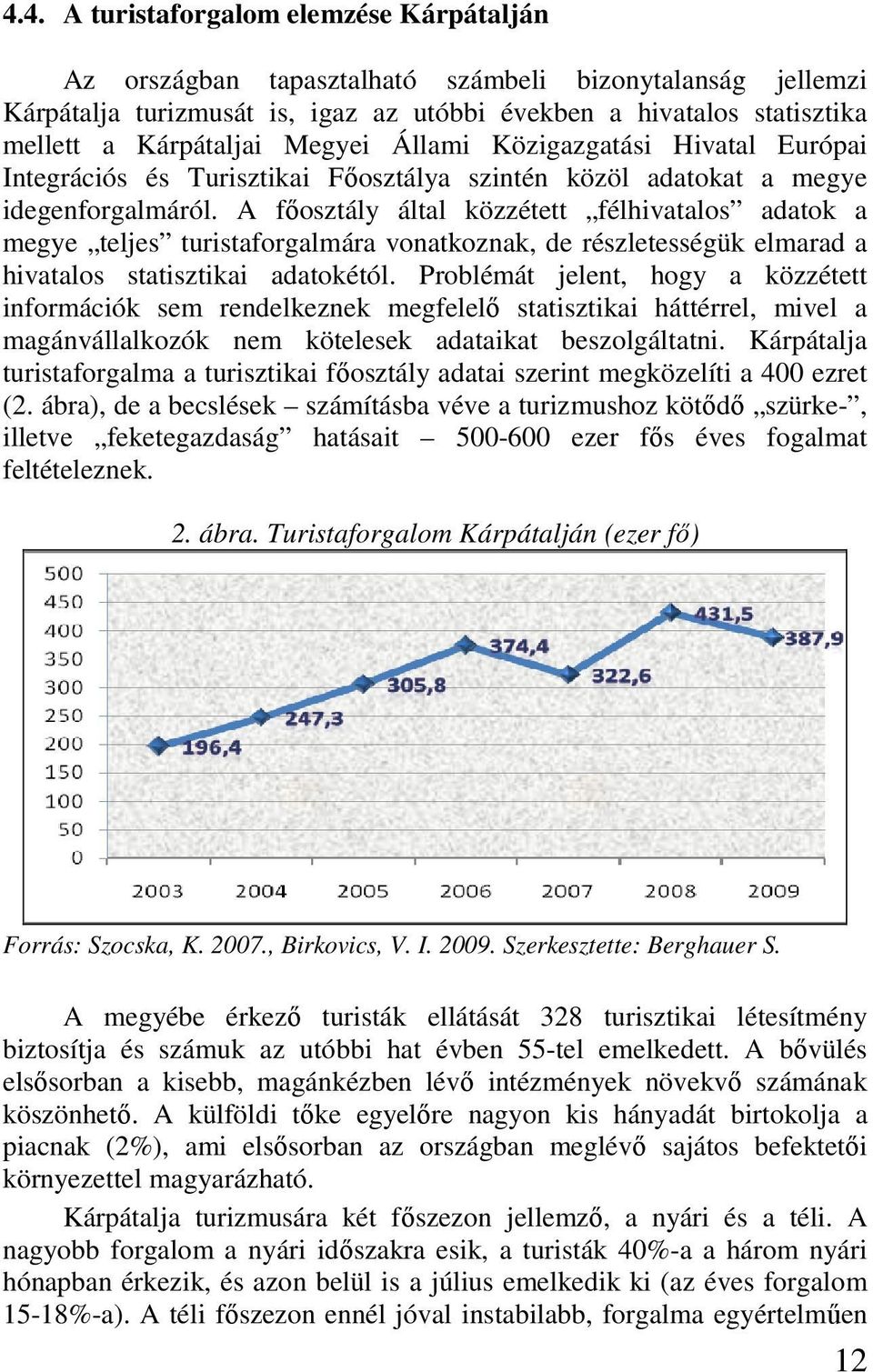 A fıosztály által közzétett félhivatalos adatok a megye teljes turistaforgalmára vonatkoznak, de részletességük elmarad a hivatalos statisztikai adatokétól.