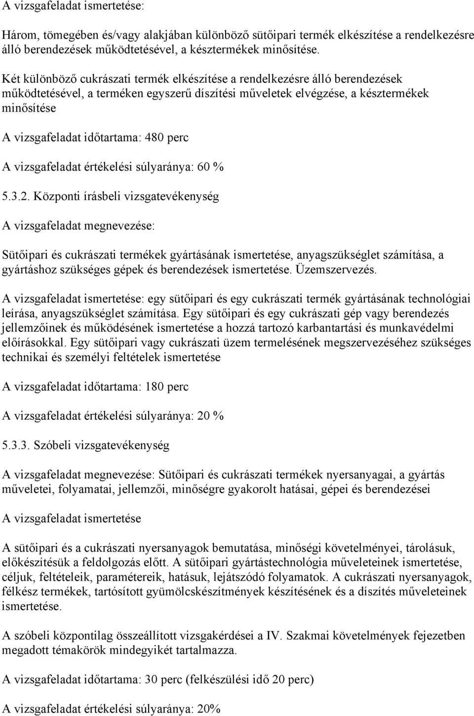 480 perc A vizsgafeladat értékelési súlyaránya: 60 % 5.3.2.