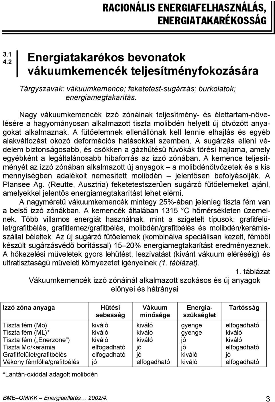 Nagy vákuumkemencék izzó zónáinak teljesítmény- és élettartam-növelésére a hagyományosan alkalmazott tiszta molibdén helyett új ötvözött anyagokat alkalmaznak.