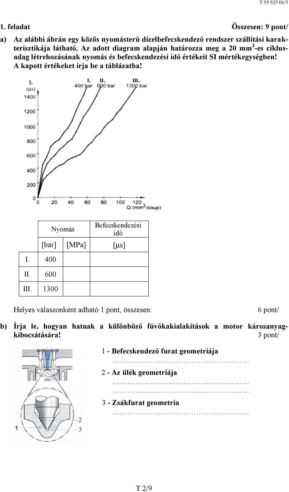 A kapott értékeket írja be a táblázatba! I. 400 II. 600 III.