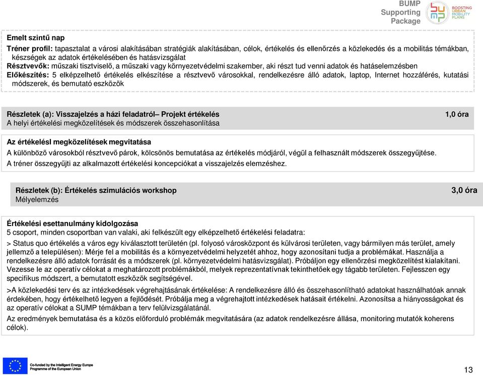 résztvevő városokkal, rendelkezésre álló adatok, laptop, Internet hozzáférés, kutatási módszerek, és bemutató eszközök Részletek (a): Visszajelzés a házi feladatról Projekt értékelés A helyi
