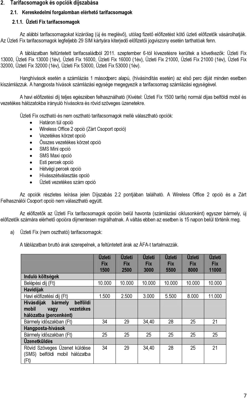 szeptember 6-tól kivezetésre kerültek a következők: Üzleti Fix 13000, Üzleti Fix 13000 (1év), Üzleti Fix 16000, Üzleti Fix 16000 (1év), Üzleti Fix 21000, Üzleti Fix 21000 (1év), Üzleti Fix 32000,